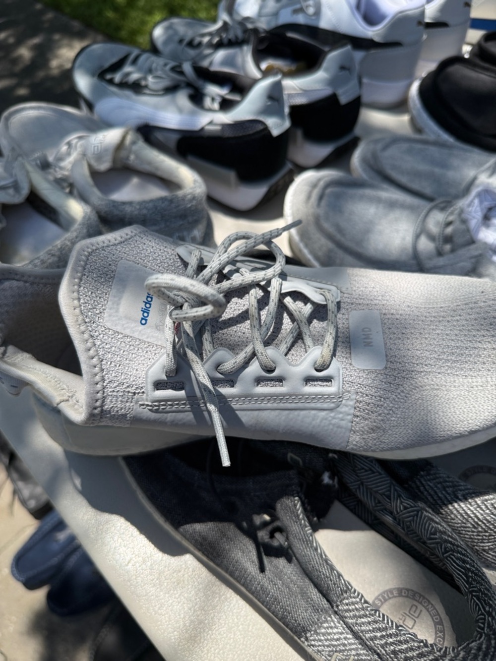 adidas Kids Light Gray Knit Lace-Up Sneakers